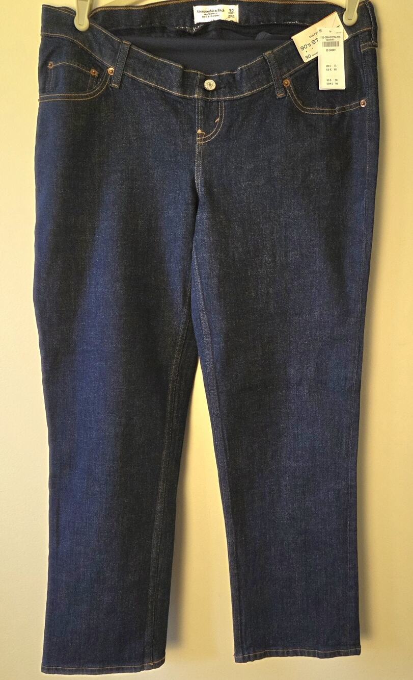 Abercrombie & Fitch Maternity 90s Straight Jeans Dark Wash Size 30 Short NWT $90
